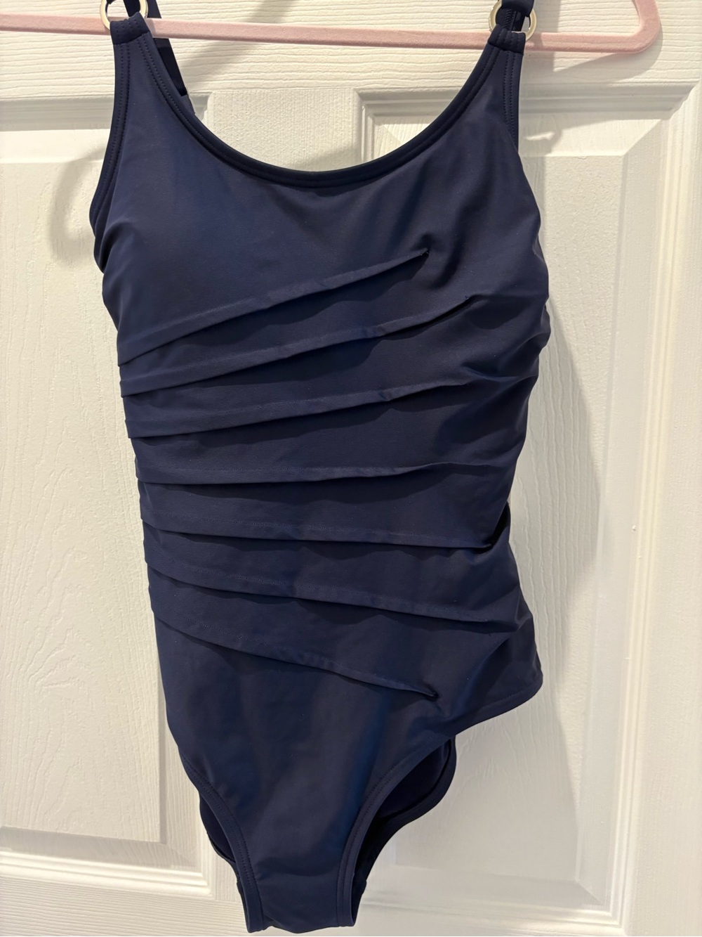 NWT DKNY Navy Ruched OnePiece size  S UPF 40+Tummy Compression Adjustable Straps - Picture 8 of 11